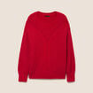 Pull col rond manches longues rouge femme