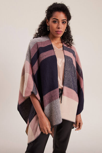 Poncho manches longues violet foncé femme