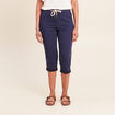 Pantacourt coupe mom large bleu marine femme