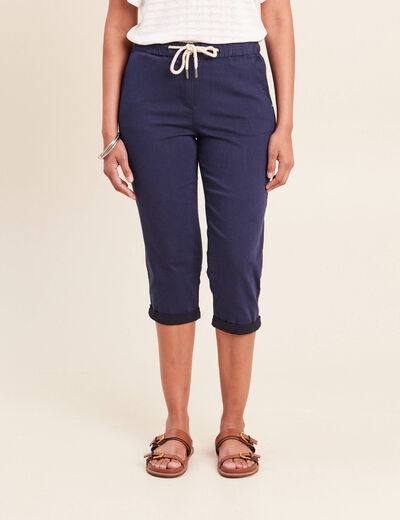 Pantacourt coupe mom large bleu marine femme