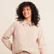 Chemise en coton brod&eacute;e manches longues marron femme