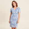 Robe droite courte col V bleu femme