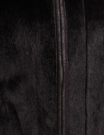 Veste sans manches sans col marron fonc&eacute; noir femme