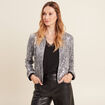 Veste zipp&eacute;e sequins gris argent femme