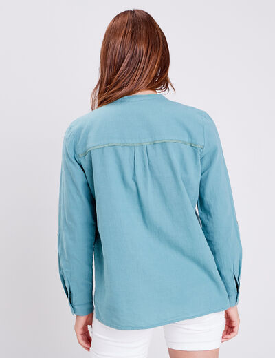 Chemise manches longues bleu gris femme