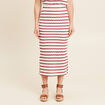 Jupe droite longue beige femme