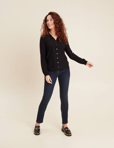 Blouse manches longues noir femme