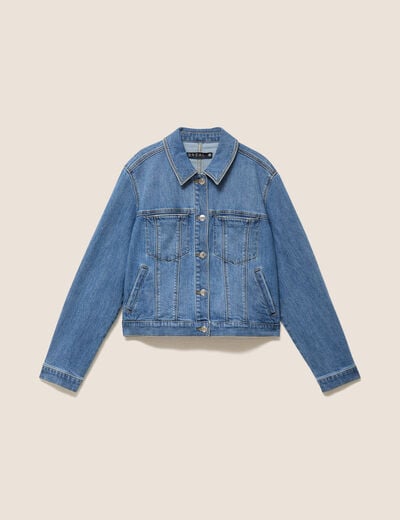 Veste jean manches longues denim double stone femme