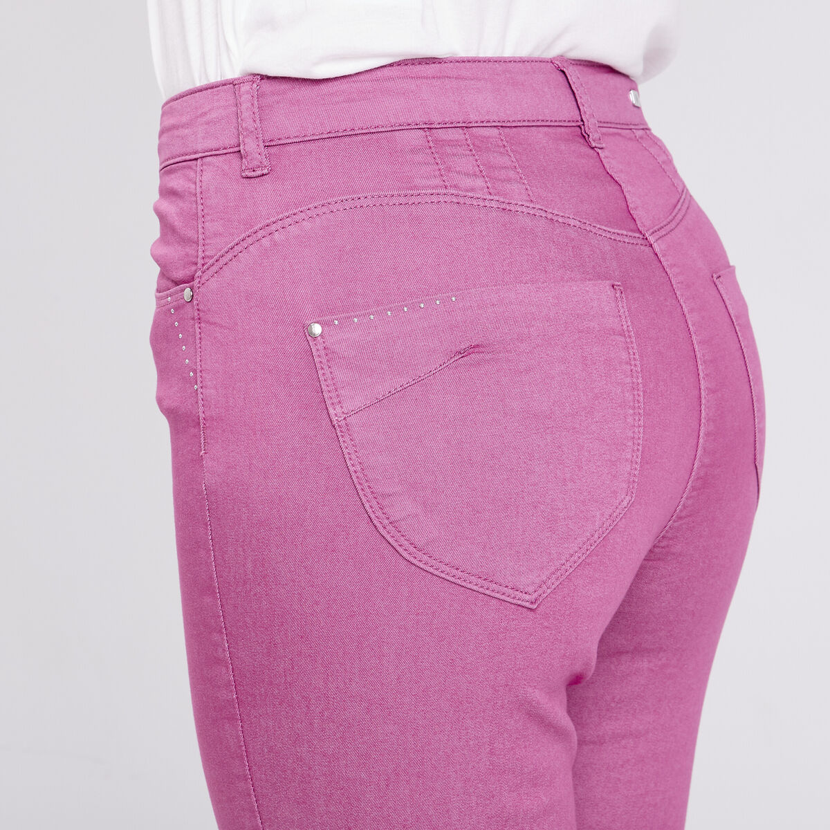 Pantacourt droit taille haute violet femme