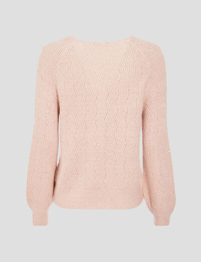 Pull manches longues à sequins vieux rose femme