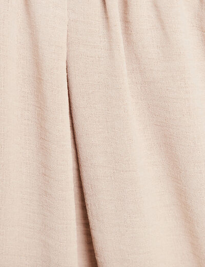 Robe longue évasée bi-matière ecru femme
