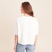 T-shirt coupe droite manches coudes ecru femme