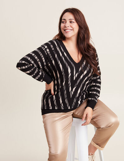 Pull manches longues noir femme