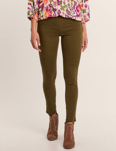 Pantalon léger taille standard 7/8ème vert kaki femme