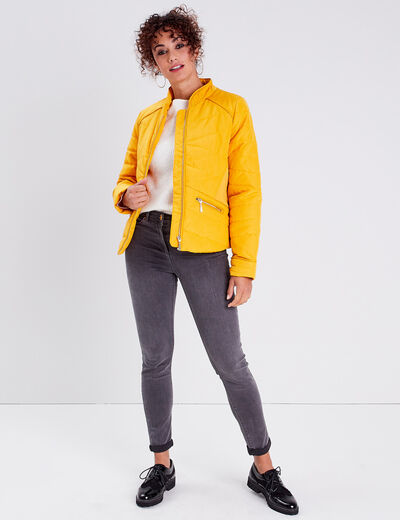Doudoune droite jaune or femme