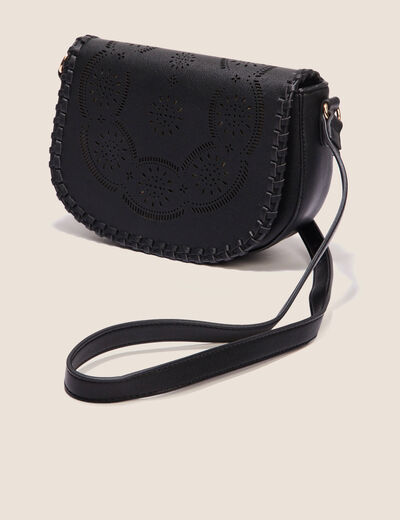 Sac besace perforé noir femme