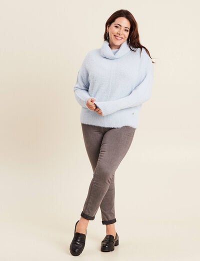 Pull manches longues bleu pastel femme