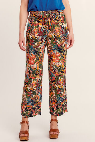 Pantalon flou multicolore femme