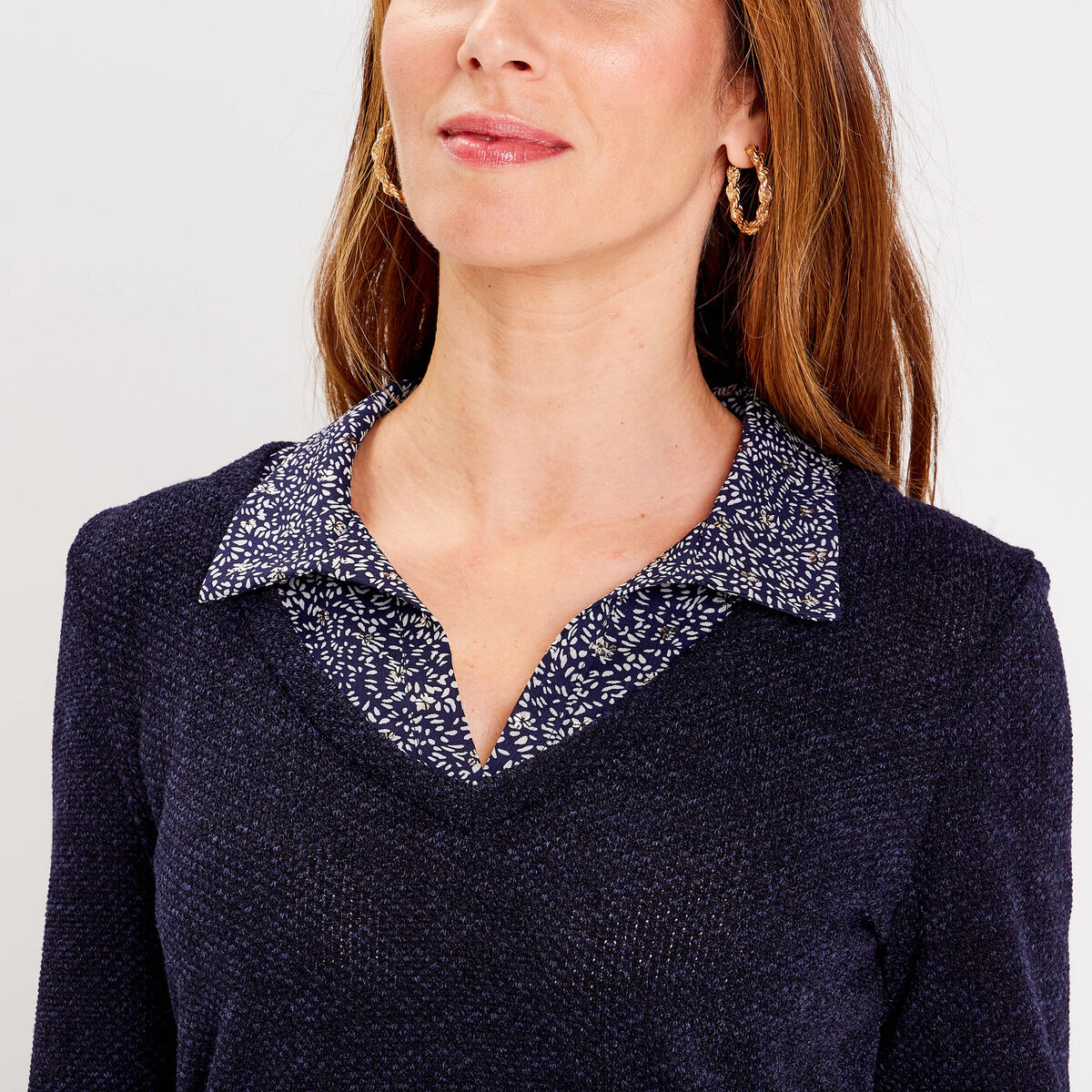 T-shirt manches 3/4 bleu femme