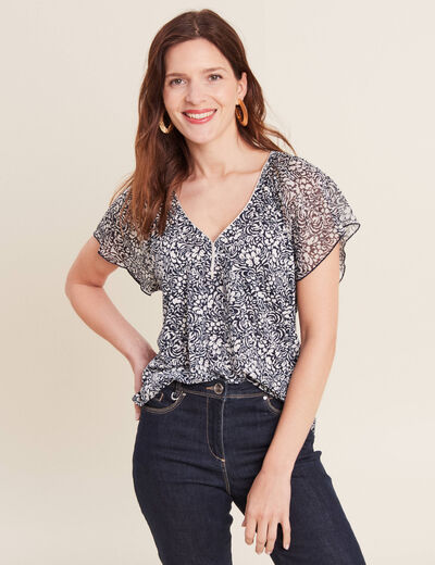 T-shirt manches courtes bleu femme