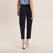 Pantalon flou ceintur&eacute; bleu fonc&eacute; femme