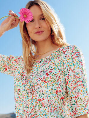 Blouse manches 34 ecru femme