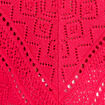 Pull ajour&eacute; col v manches courtes rose fushia femme