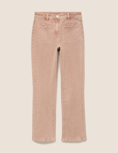 Jean bootcut taille haute marron clair femme