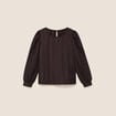 Blouse manches longues marron fonc&eacute; femme