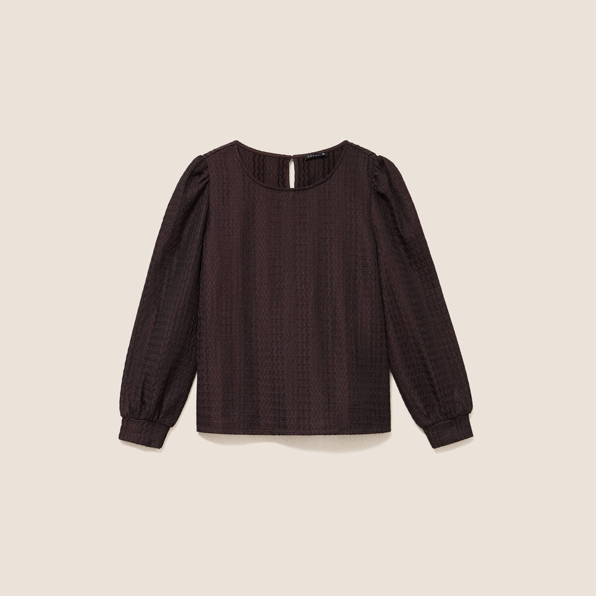 Blouse manches longues marron fonc&eacute; femme