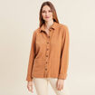 Surchemise manches longues camel femme