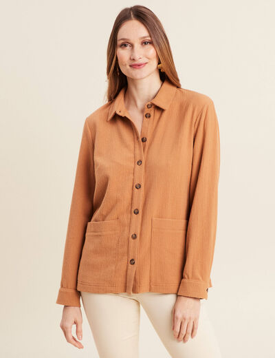 Surchemise manches longues camel femme