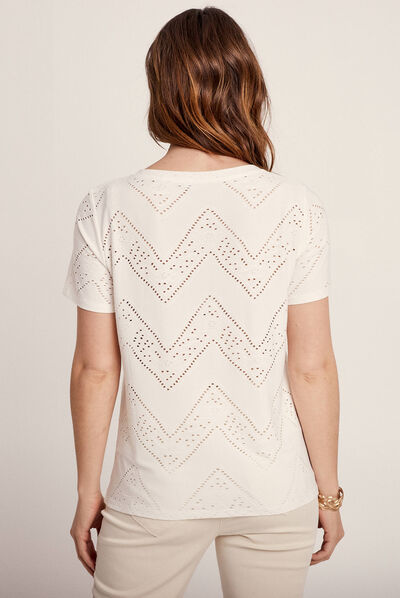 T-shirt manches courtes fluide ecru femme