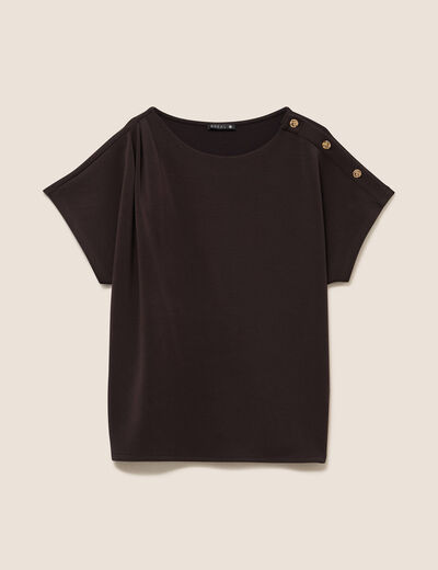 T-shirt manches coudes marron fonc&eacute; femme