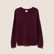 Pull col v bordeaux femme