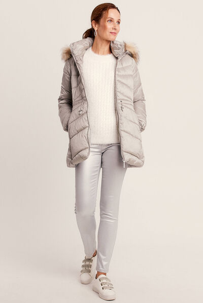 Pull manches longues sequins ecru femme