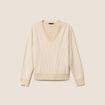 Pull ajust&eacute; col v manches longues couleur or femme