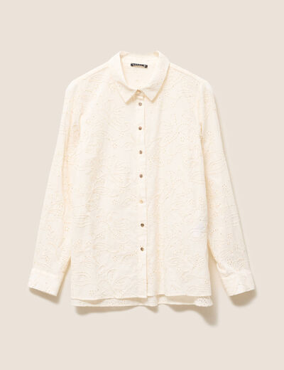 Chemise droite manches longues ecru femme