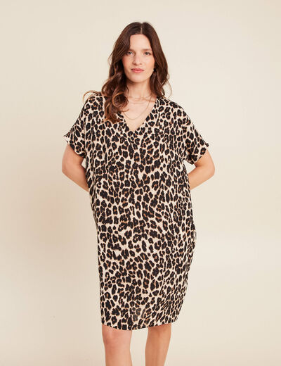 Robe fluide col V creme femme