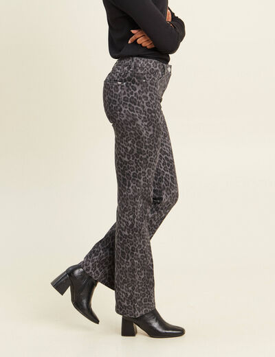 Pantalon bootcut taille bascul&eacute;e gris ardoise femme