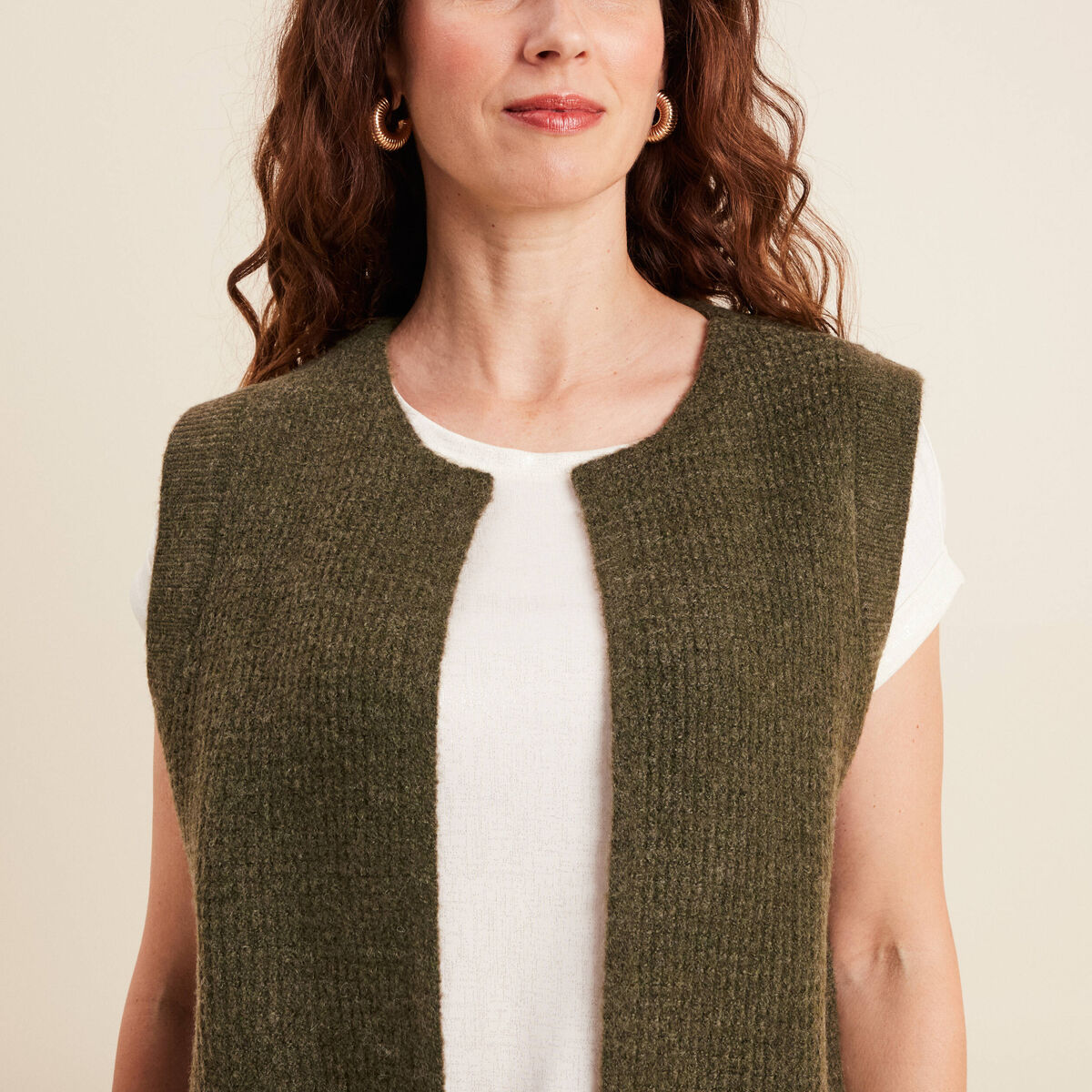 Gilet sans manches vert kaki femme