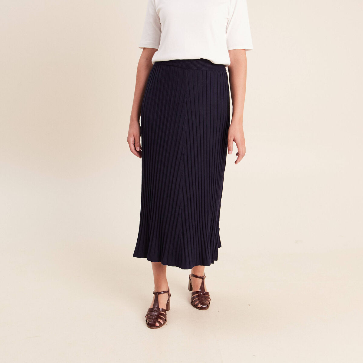 Jupe en maille bleu marine femme