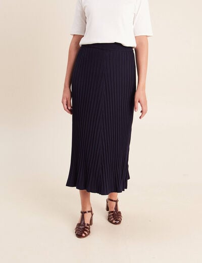 Jupe en maille bleu marine femme