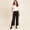 Pantalon large taille haute noir femme
