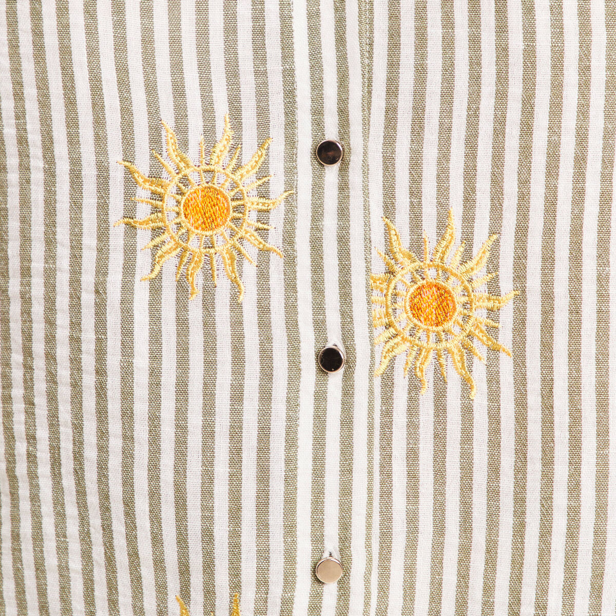 Chemise manches longues brodée jaune femme