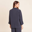 Veste droite longue manches 3/4 doubl&eacute;e bleu fonc&eacute; femme