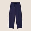 Pantalon large taille haute bleu marine femme