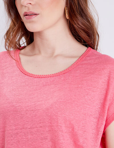 T-shirt manches courtes rose fushia femme