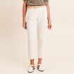 Pantalon large 7/8&egrave;me taille bascul&eacute;e beige femme