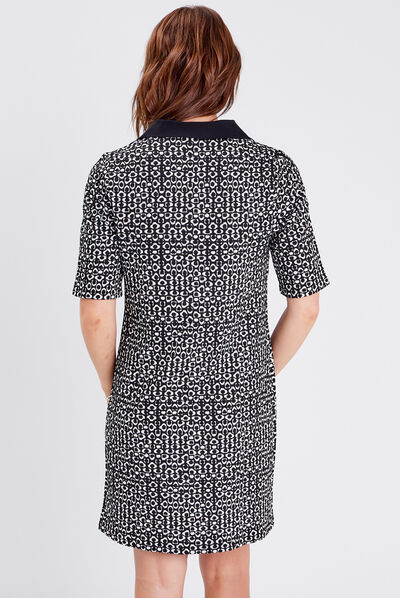 Robe droite manches courtes noir femme